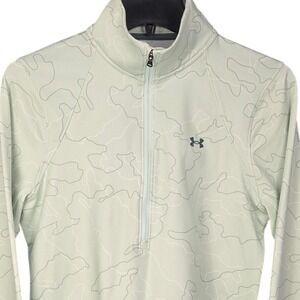 Under Armour 1/4 Zip Womens ColdGear Fitted Medium Mint Green Camo Long Sleeve